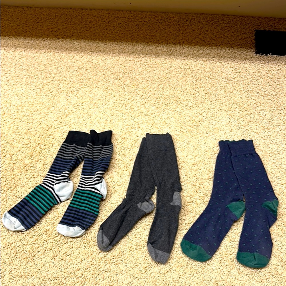Men's Dress Socks Set - Navy, Gray, Green